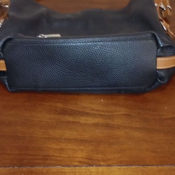 NWOT! I Medici Firenze Made In Italy Black & Tan Pebbled Leather Shoulder Bag - Picture 7 of 16